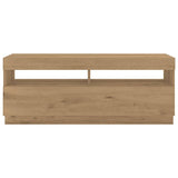 TV Cabinet with LED Lights Artisan Oak 300x35x40 cm Engineered Wood - Close-Up Angle