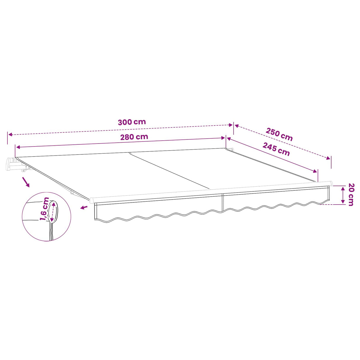 Awning Canopy Replacement for 3x2.5 m Beige Polyester