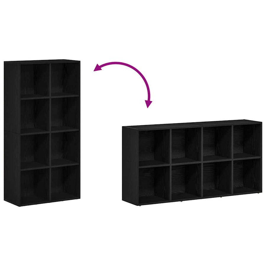 Bookcase Black Oak 66x30x130 cm Engineered Wood