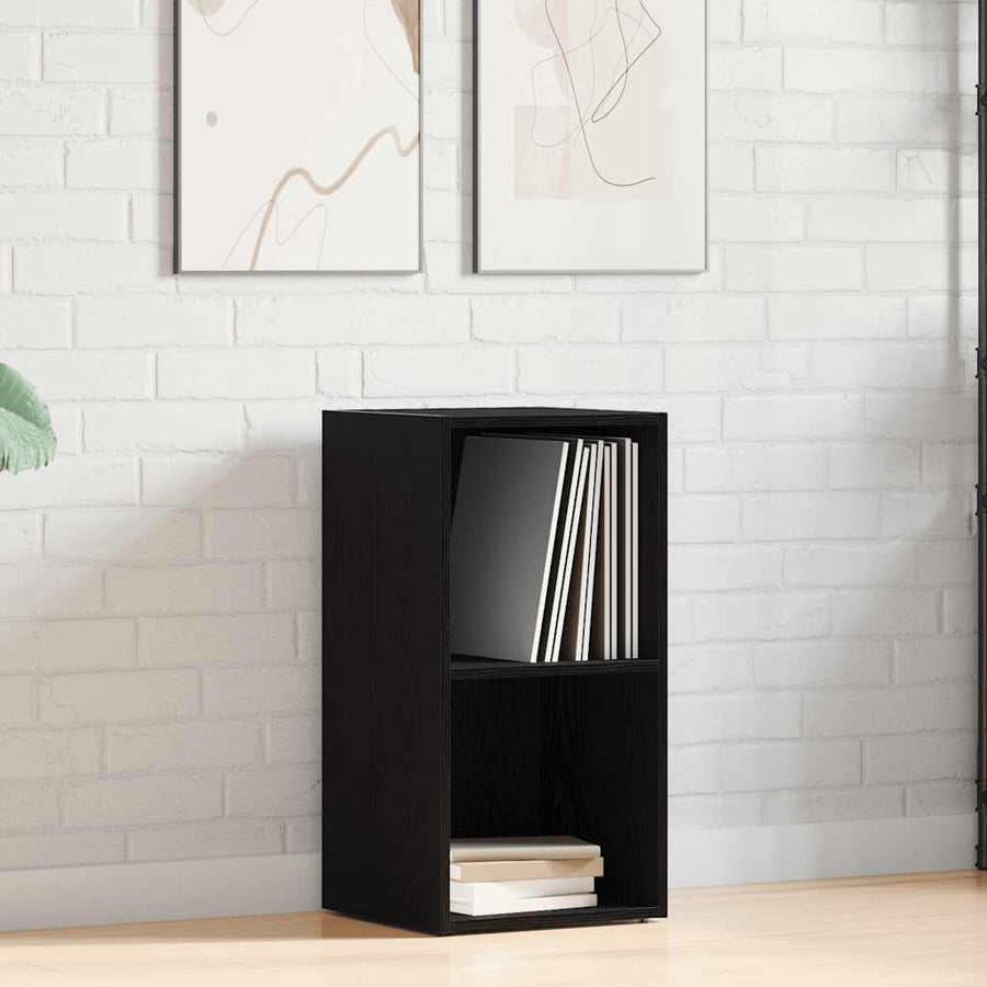 LP Storage Box Black Oak 71x34x36 cm Engineered Wood
