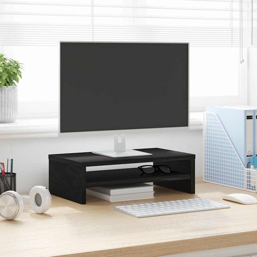 Monitor Stand Black Oak 42x24x13 cm Engineered Wood