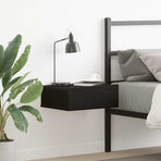Floating Nightstand Black Oak 40x32x15 cm Engineered Wood