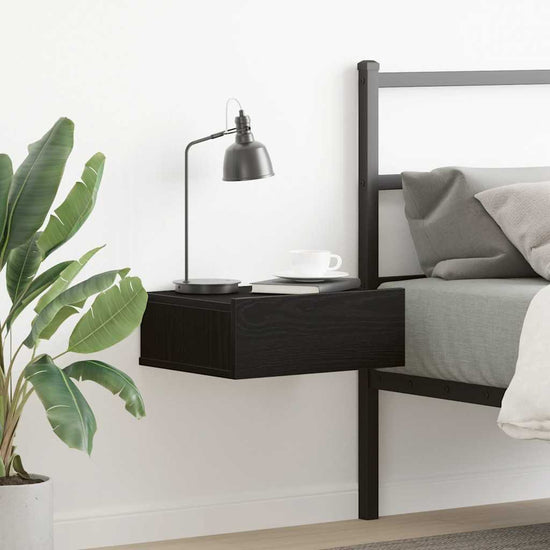 Floating Nightstand Black Oak 40x32x15 cm Engineered Wood