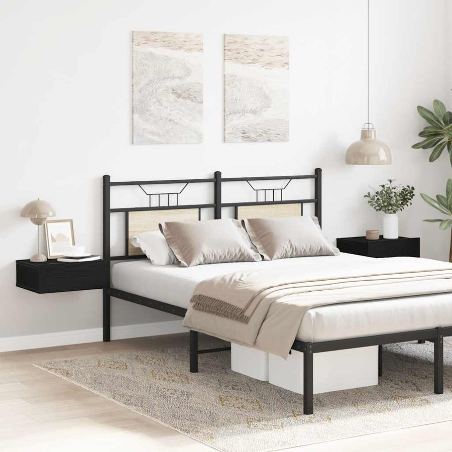Floating Nightstands 2 pcs Black Oak 40x32x15cm Engineered Wood