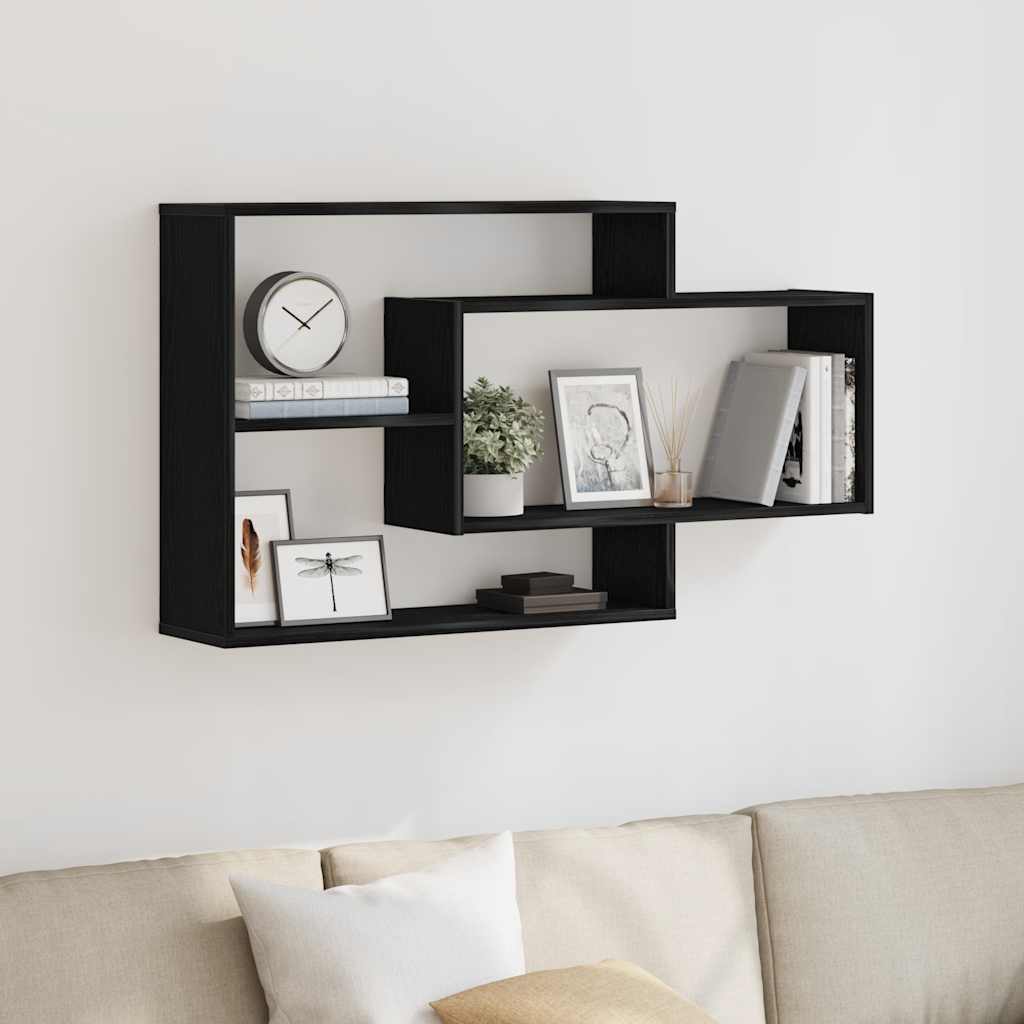 Wall Shelf Black Oak 104x20x58.5 cm Engineered Wood