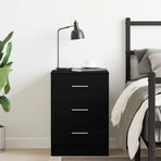 Bedside Cabinet Black Oak 38x35x55 cm Engineered Wood