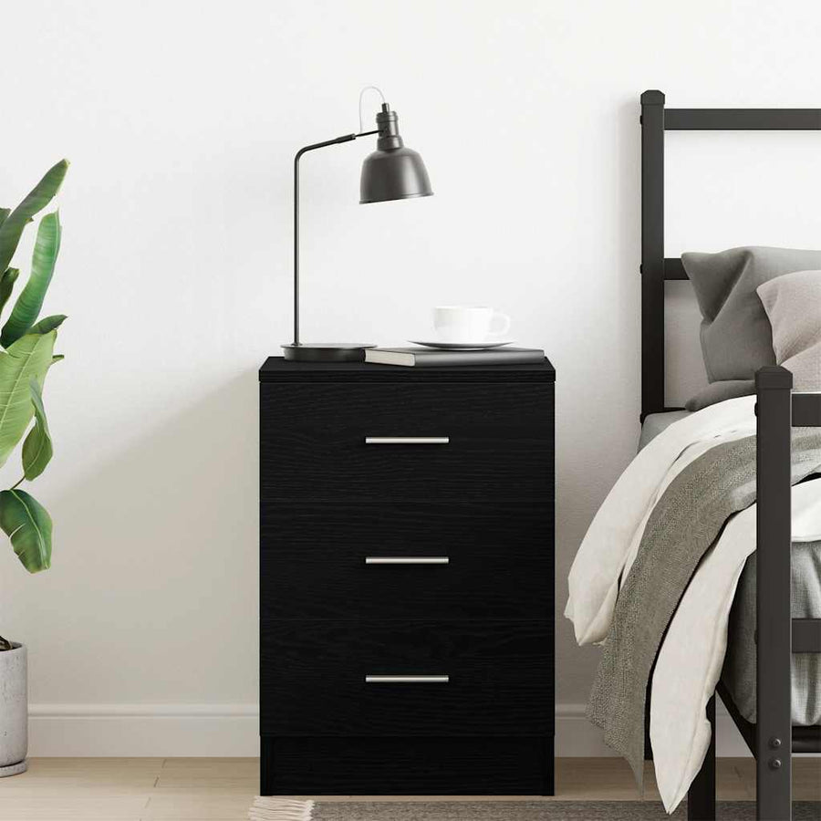 Bedside Cabinet Black Oak 38x35x55 cm Engineered Wood