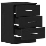 Bedside Cabinet Black Oak 38x35x55 cm Engineered Wood - 45-Degree Angle