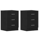 Bedside Cabinets 2 pcs Black Oak 38x35x55 cm Engineered Wood - Side View