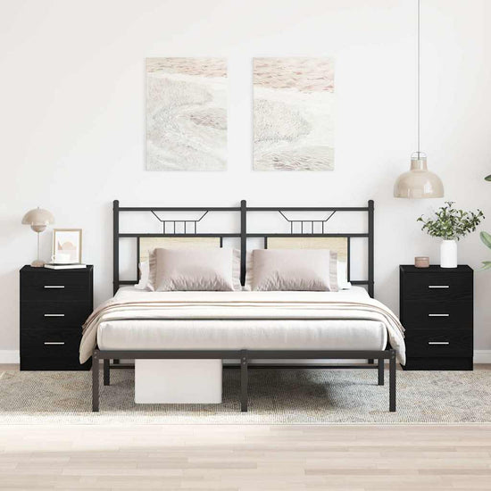 Bedside Cabinets 2 pcs Black Oak 38x35x55 cm Engineered Wood