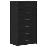 Sideboard with 6 Drawers Black Oak 50x34x96 cm Engineered Wood - Front View