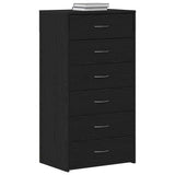 Sideboard with 6 Drawers Black Oak 50x34x96 cm Engineered Wood - Top-Down View
