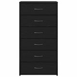 Sideboard with 6 Drawers Black Oak 50x34x96 cm Engineered Wood - Rear View