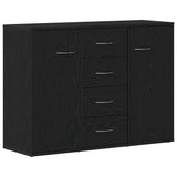 Sideboard Black Oak 88x30x64 cm Engineered Wood - Front View