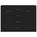 Sideboard Black Oak 88x30x64 cm Engineered Wood - Rear View