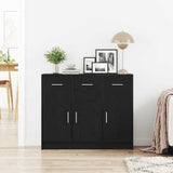 Sideboard Black Oak 91x28x75 cm Engineered Wood - Side View