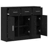 Sideboard Black Oak 91x28x75 cm Engineered Wood - 45-Degree Angle