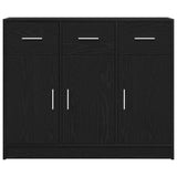 Sideboard Black Oak 91x28x75 cm Engineered Wood - Rear View