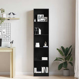 Bookcase Black Oak 40x24x176 cm Engineered Wood - Top-Down View