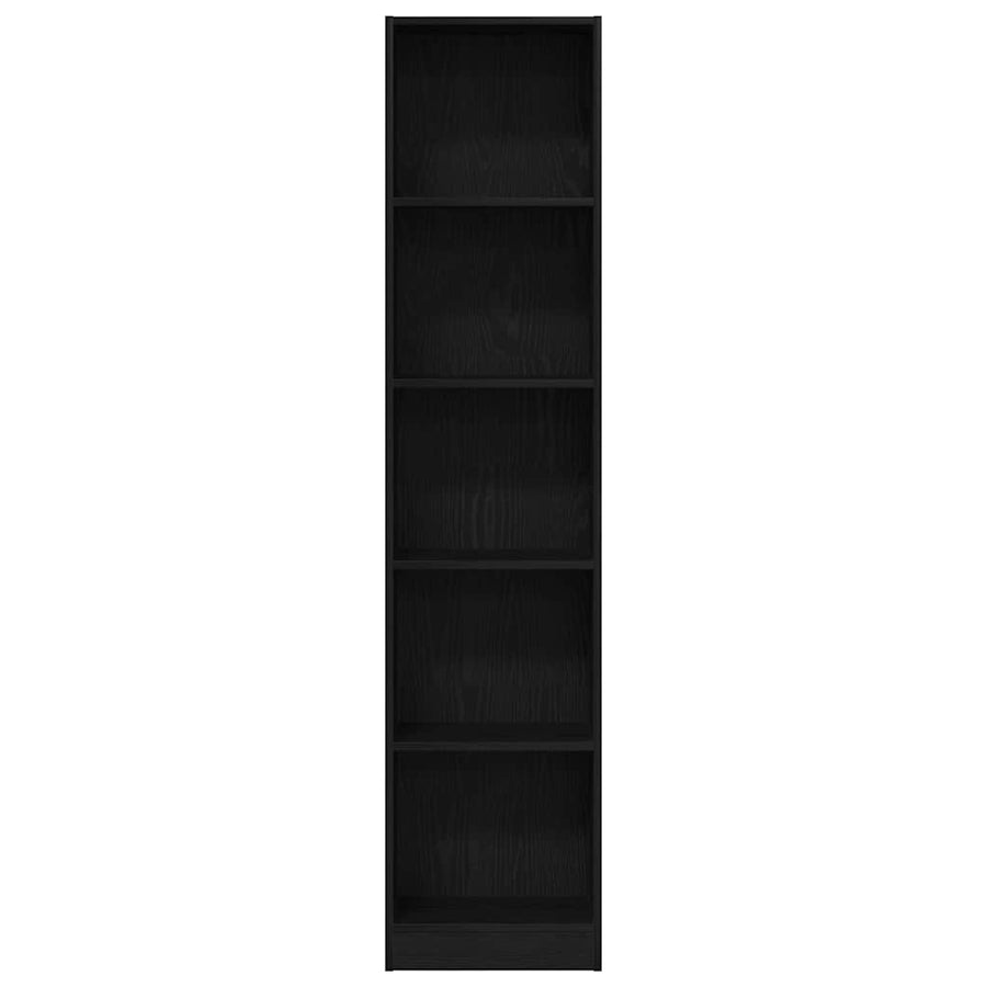 Bookcase Black Oak 40x24x176 cm Engineered Wood
