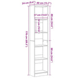 Bookcase Black Oak 40x24x176 cm Engineered Wood - Extra Image