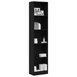 Bookcase Black Oak 40x24x176 cm Engineered Wood - Side View