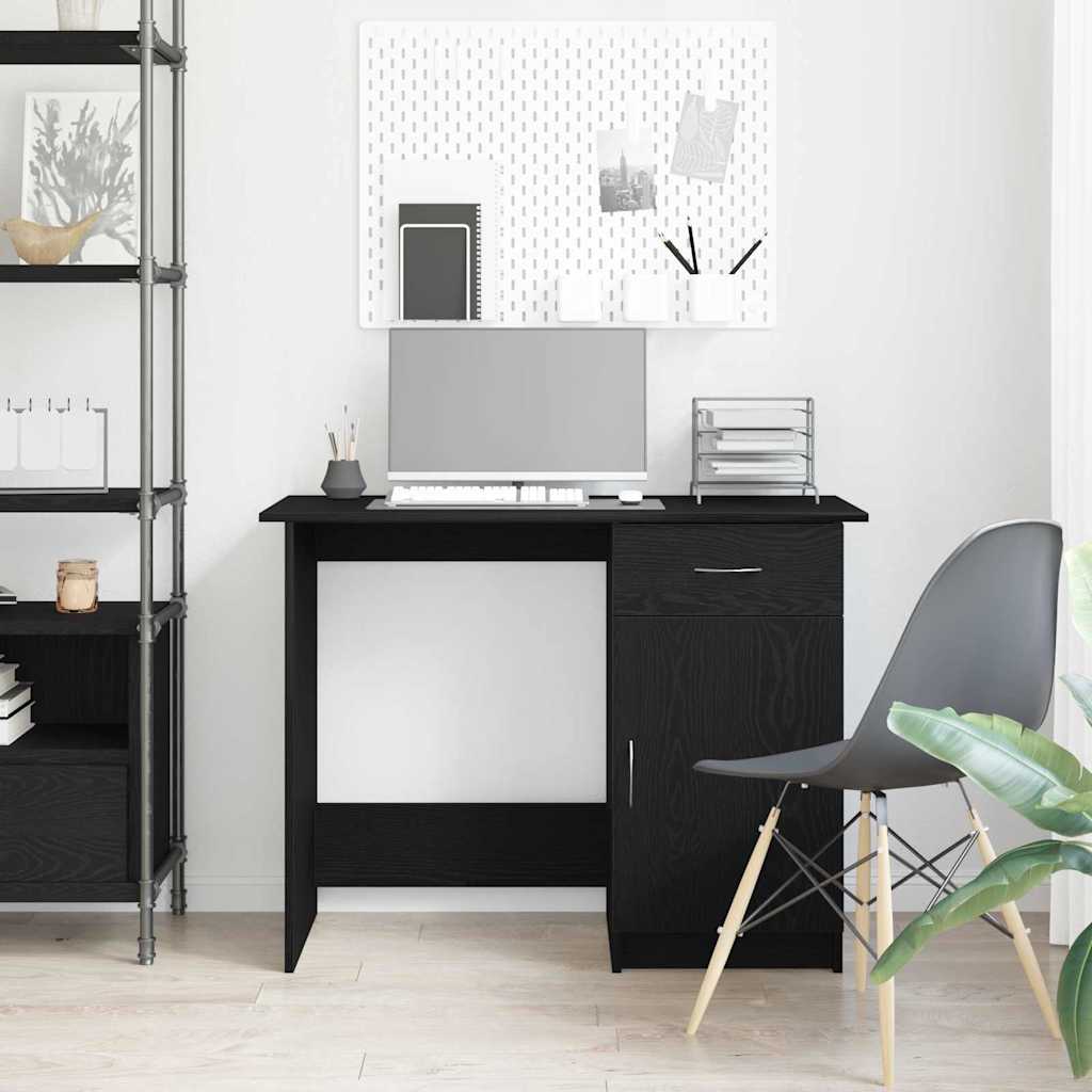 Desk with Drawer Black Oak 100 x 50 x 76 cm Engineered Wood