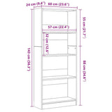 Bookshelf Black Oak 60 x 24 x 143 cm Engineered Wood - Extra Image