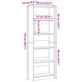 Bookcase Black oak 60 x 24 x 176 cm Engineered wood - Extra Image