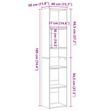 Book Cabinet Black Oak 40x30x189 cm Engineered Wood