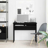 Desk Black Oak 90x50x74 cm Engineered Wood - Side View