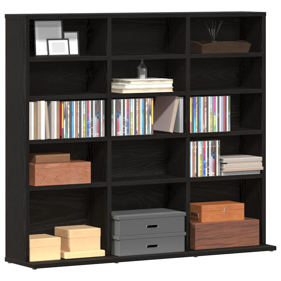 CD Cabinet Black Oak 100x23x89.5 cm Engineered Wood
