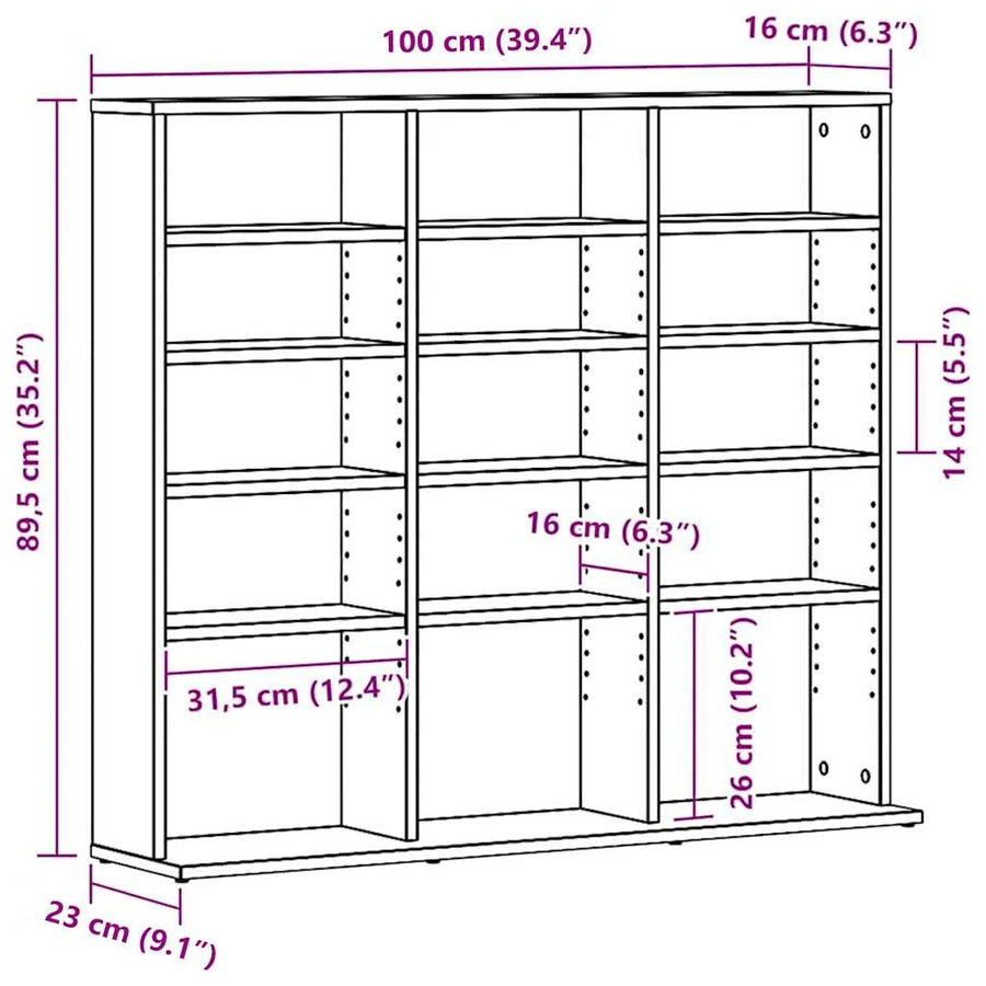 CD Cabinet Black Oak 100x23x89.5 cm Engineered Wood