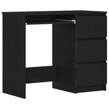Desk Black Oak 90x45x76 cm Engineered Wood - Front View