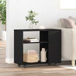 Side Table Black Oak 70x35x60.5 cm Engineered Wood