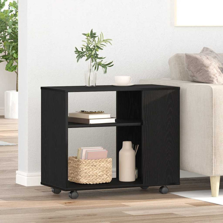 Side Table Black Oak 70x35x60.5 cm Engineered Wood