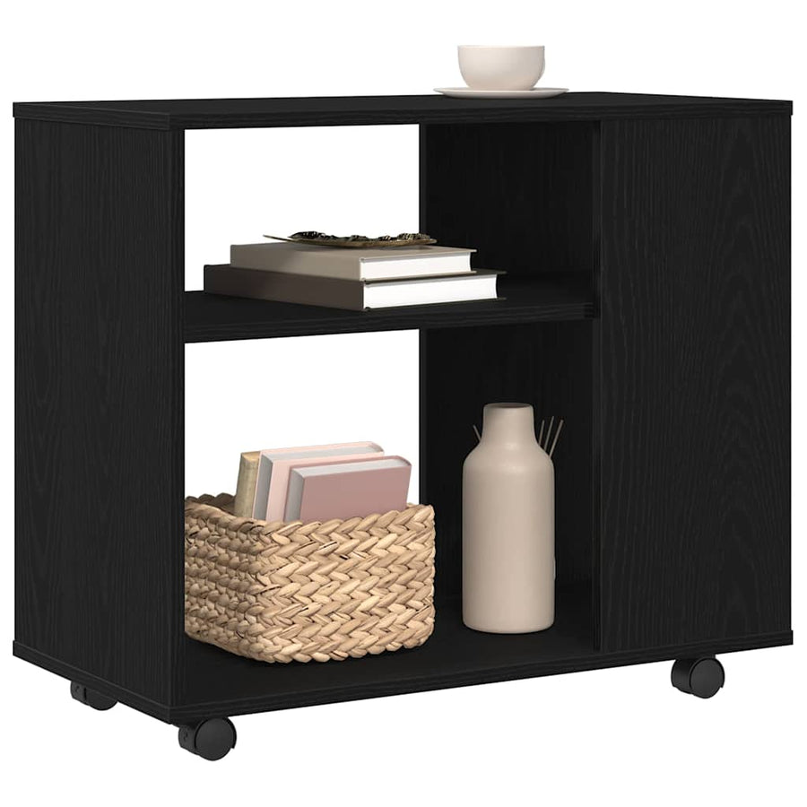 Side Table Black Oak 70x35x60.5 cm Engineered Wood