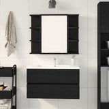 Mirror Cabinet Black oak 80 x 20.5 x 64 cm Engineered Wood - Top-Down View