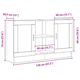 Sideboard Black Oak 120 x 30,5 x 70 cm Engineered Wood - Extra Image
