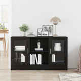 Sideboard Black Oak 120 x 30,5 x 70 cm Engineered Wood - Top-Down View