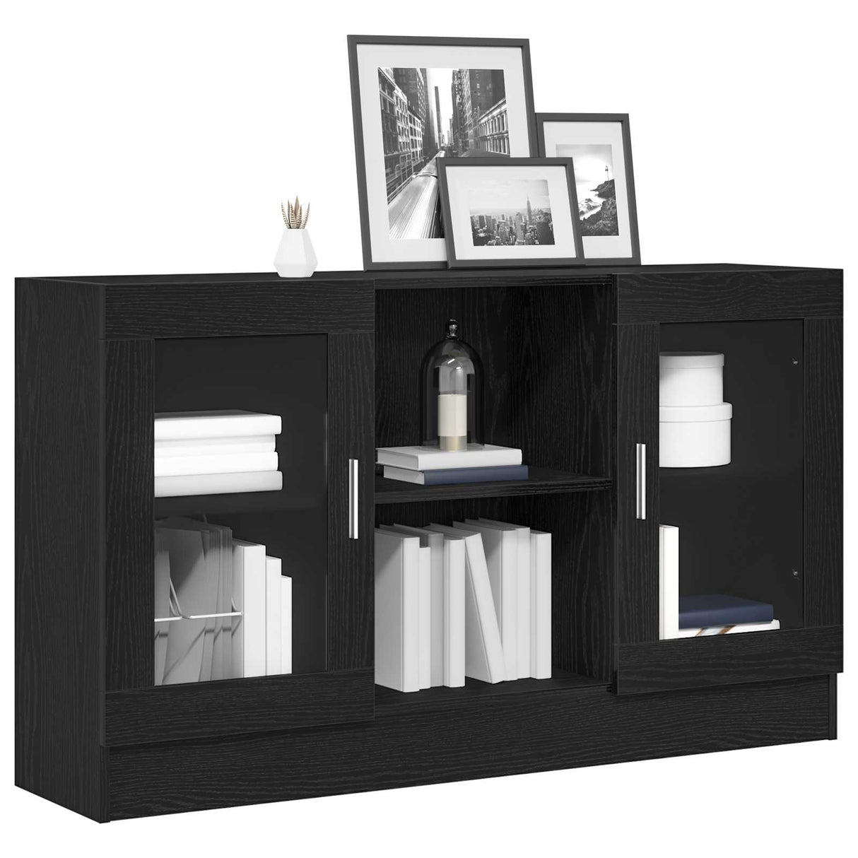 Sideboard Black Oak 120 x 30,5 x 70 cm Engineered Wood