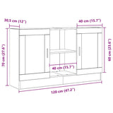 Sideboard Black 120 x 30.5 x 70 cm Engineered wood - Extra Image