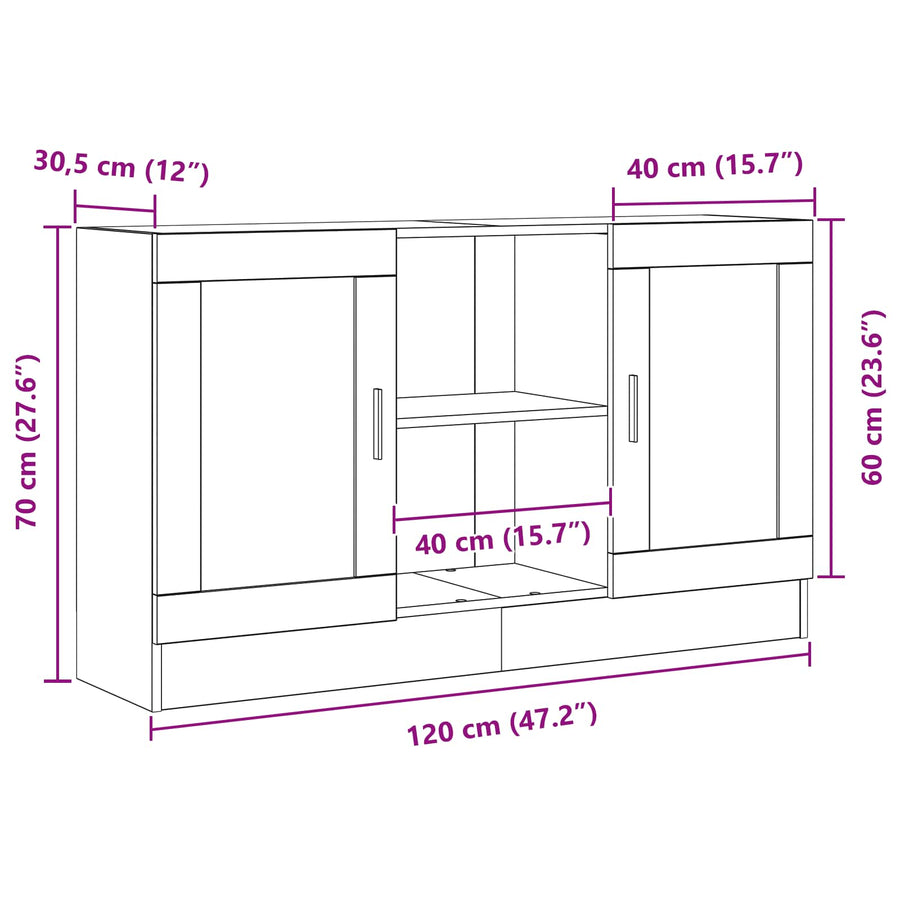 Sideboard Black Oak 120 x 30,5 x 70 cm Engineered Wood