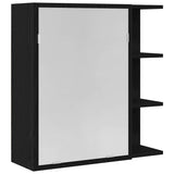 Bathroom Mirror Cabinet with Door Black oak 62.5 x 20.5 x 64 cm - Front View