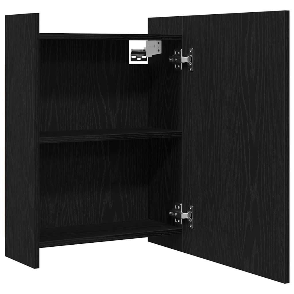 Bathroom Mirror Cabinet with Door Black oak 62.5 x 20.5 x 64 cm