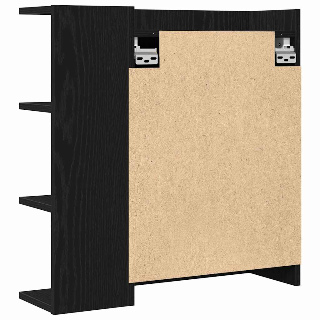 Bathroom Mirror Cabinet with Door Black oak 62.5 x 20.5 x 64 cm
