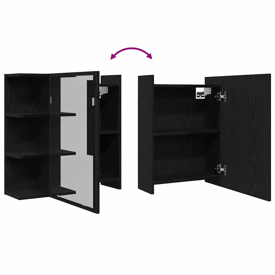 Bathroom Mirror Cabinet Black Oak 62,5 x 20,5 x 64 cm