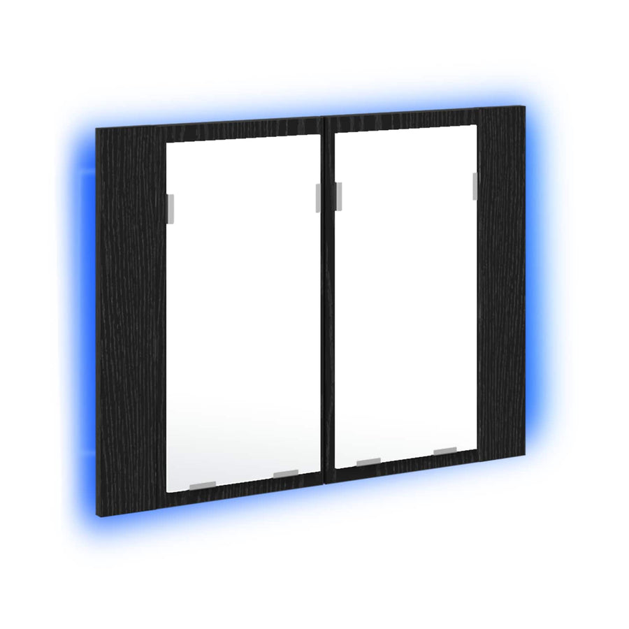 Bathroom Mirror Cabinet Black Oak 60 x 12 x 45 cm