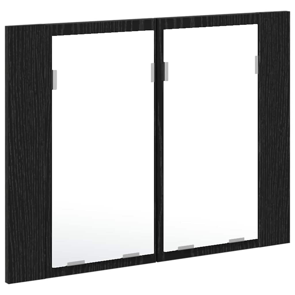 Bathroom Mirror Cabinet with Shelf Black Oak 60 x 12 x 45 cm