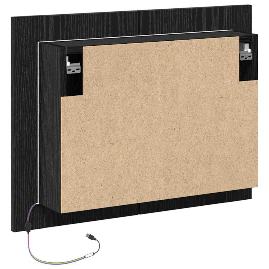 Bathroom Mirror Cabinet Black Oak 60 x 12 x 45 cm
